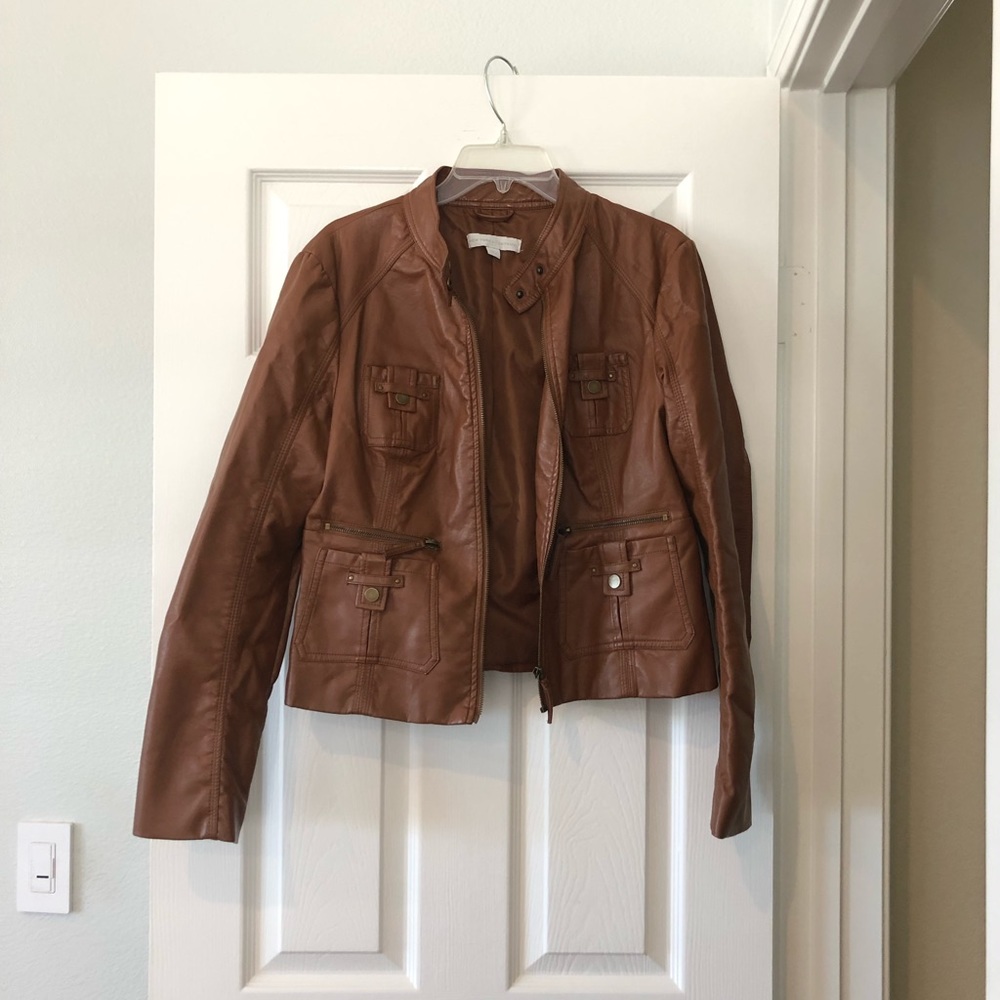 NY & Co brown faux leather jacket size l large